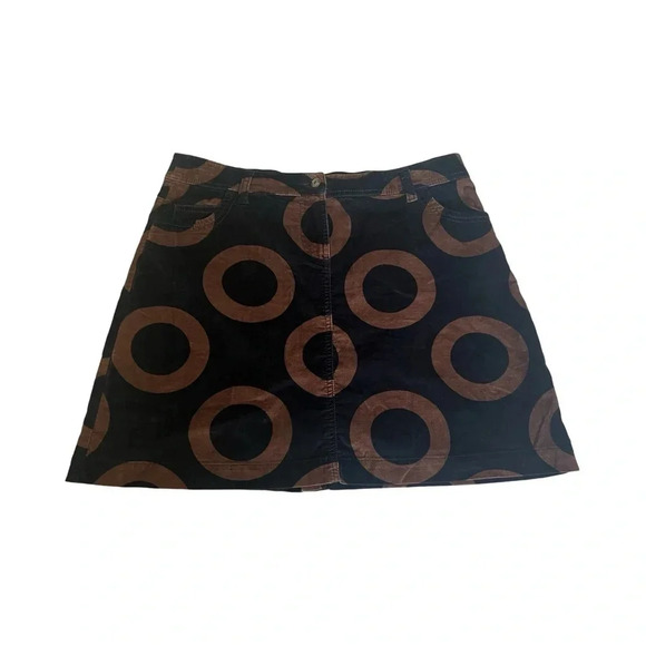Boden Velvet Geometric Print Skirt Size 14R Black Brown - Picture 1 of 4